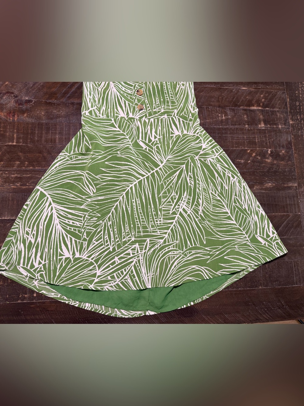 Lost + Wonder Green Tropic Palm Mini Dress Sz L Summer Vacay Resort Beach Party - Picture 7 of 13